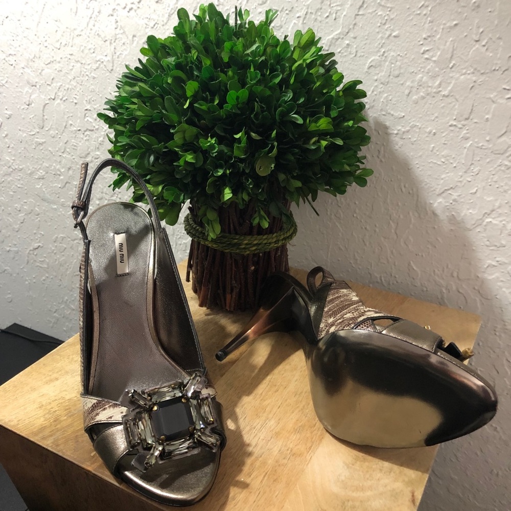 Authentic Miu Miu Heels With Crystal Embellishment - image 3